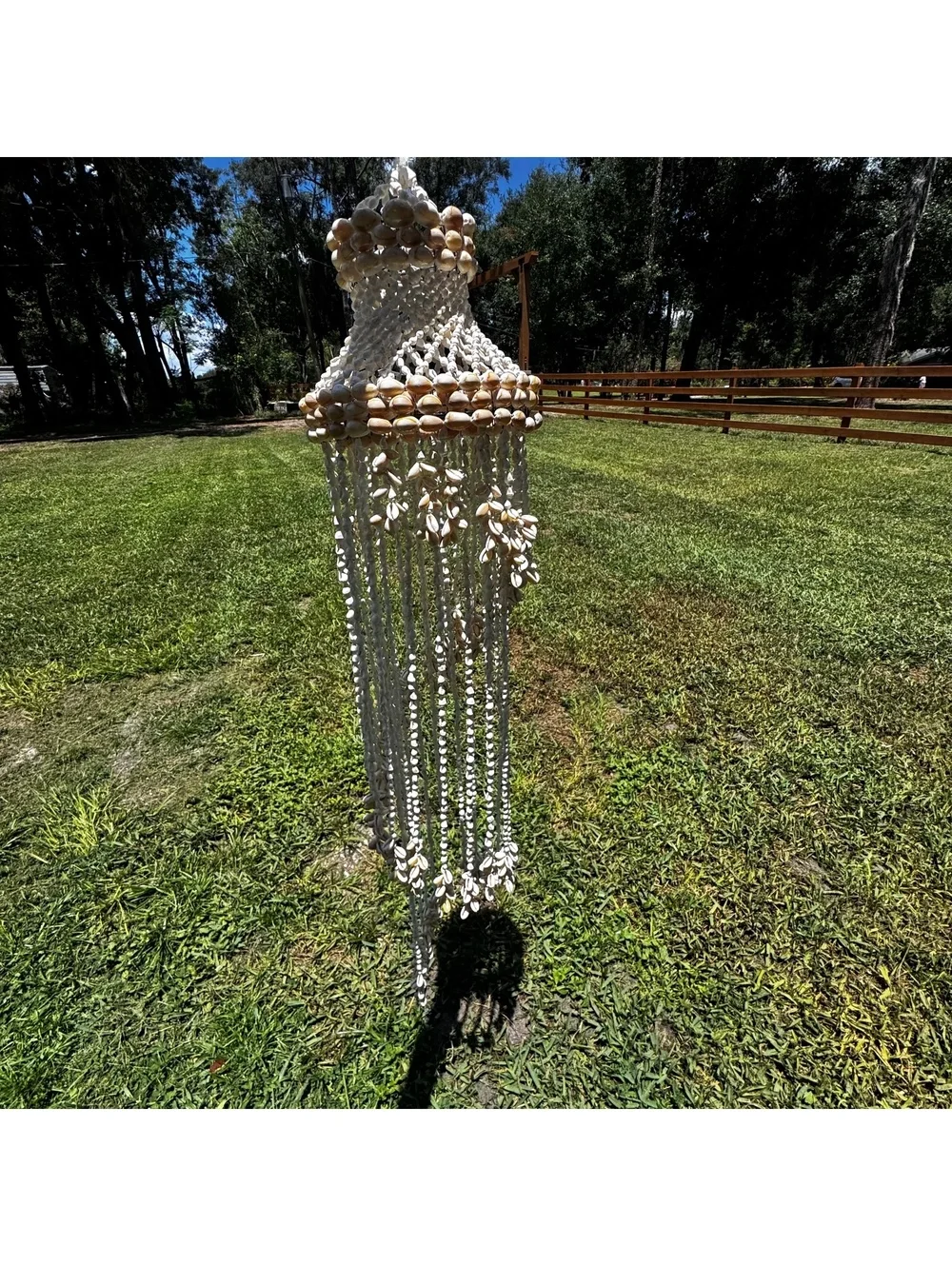 Vintage Shell Wind Chime Chandelier Hanging Coastal Boho Seashell Decor 36”